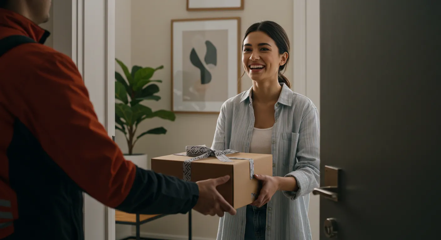 CLIENTE FELIZ RECEBENDO ENCOMENDA